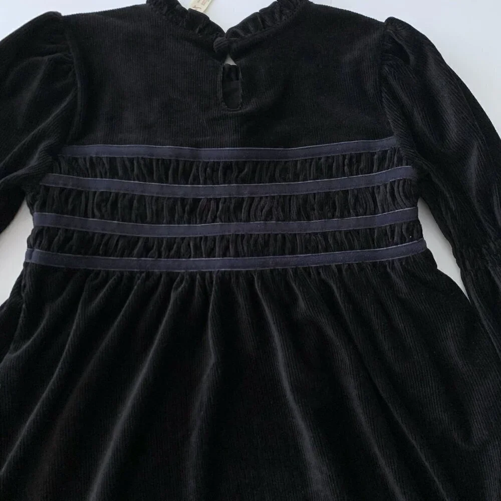 Matilda Jane Girl Black Stretch Corduroy Dress 6 years EUC